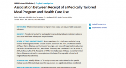 Association Between Receipt of a Medically Tailored Meal Program and Health Care Use report cover