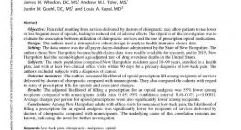 Association Between Utilization of Chiropractic Services for Treatment of Low-Back Pain and Use of Prescription Opioids report page