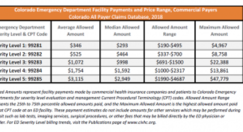 Colorado Data Byte: Emergency Department Facility Price Data table