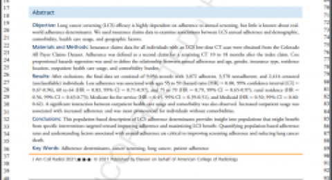 Determinants Associated With Longitudinal Adherence to Annual Lung Cancer Screening: A Retrospective Analysis of Claims Data report cover