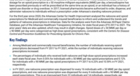 Naloxone in Arkansas data brief cover