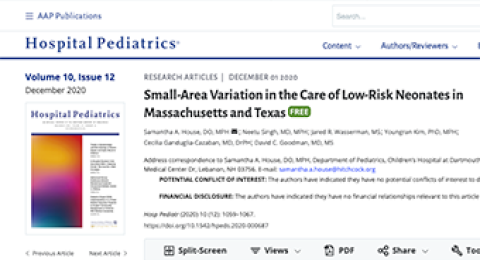 Small-Area Variation in the Care of Low-Risk Neonates in Massachusetts and Texas