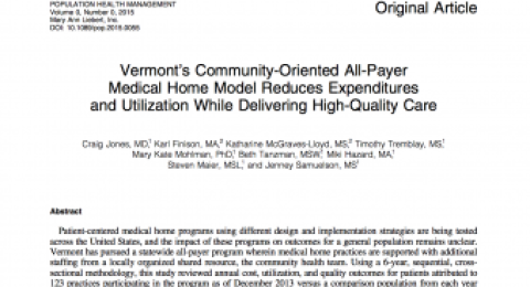Vermont’s Community-Oriented All-Payer Medical Home Model Reduces Expenditures and Utilization While Delivering High-Quality Care report cover