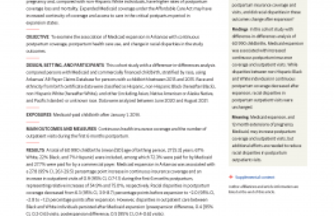 Arkansas postpartum disparities study results