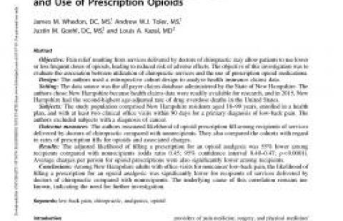 Association Between Utilization of Chiropractic Services for Treatment of Low-Back Pain and Use of Prescription Opioids report page