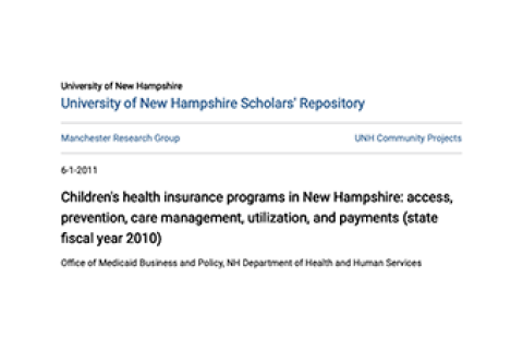 Children's health insurance programs in New Hampshire year 2010 report cover