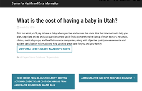Cost of having a baby in Utah webpage screenshot