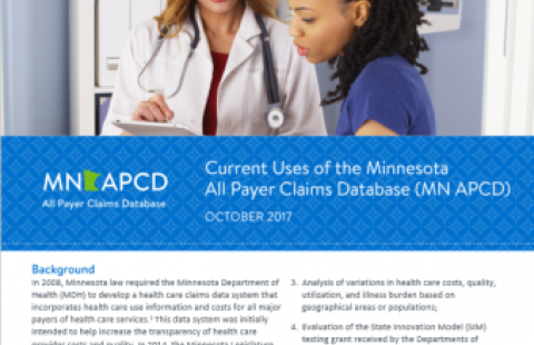 Current Uses of the MN APCD report cover showing doctor with patient