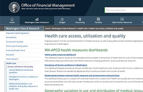 Health care access, utilization and quality dashboards screenshot