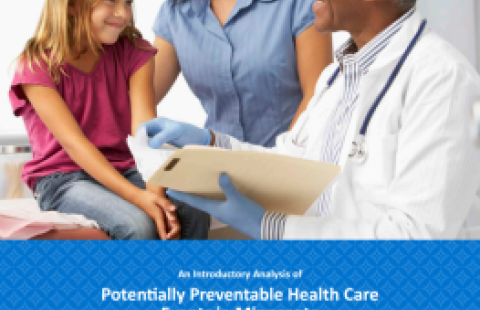 MDH-MNAPCD report cover showing a doctor smiling and talking to a child patient and a caregiver