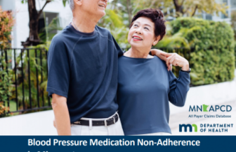 Minnesota blood pressure report cover showing two people side-hugging outdoors