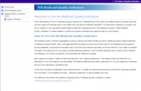 NH medicaid report card website