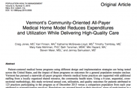 Vermont’s Community-Oriented All-Payer Medical Home Model Reduces Expenditures and Utilization While Delivering High-Quality Care report cover