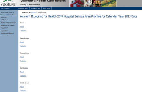 Vermont Hospital Service Area (HSA) Profiles report