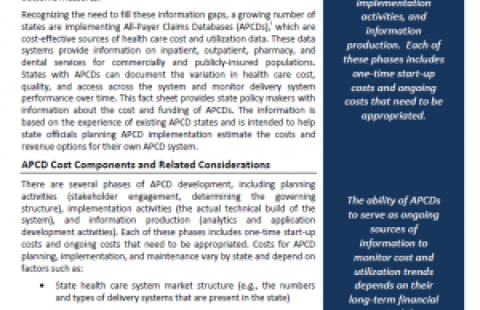Cost and Funding Considerations for a Statewide All-Payer Claims Database (APCD) cover
