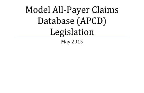 Model All-Payer Claims Database Legislation report cover