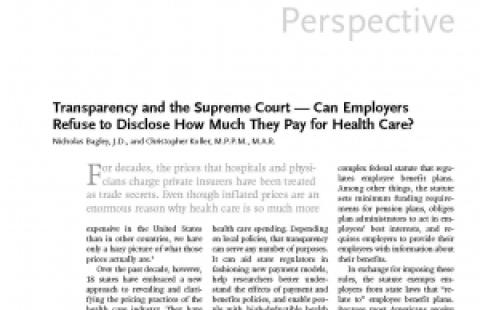 First page of Transparency and the Supreme Court - Can Employers Refuse to Disclose How Much They Pay for Health Care