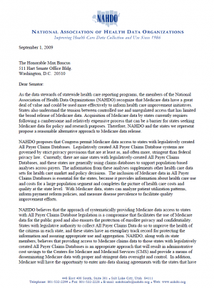 Letter to Senator Baucus