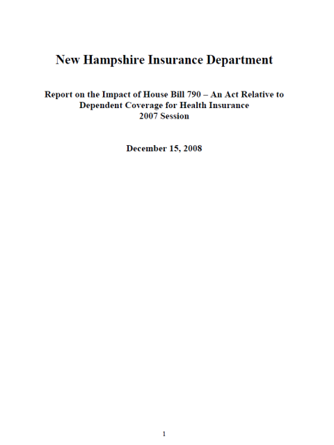 Report on the Impact of House Bill 790 cover